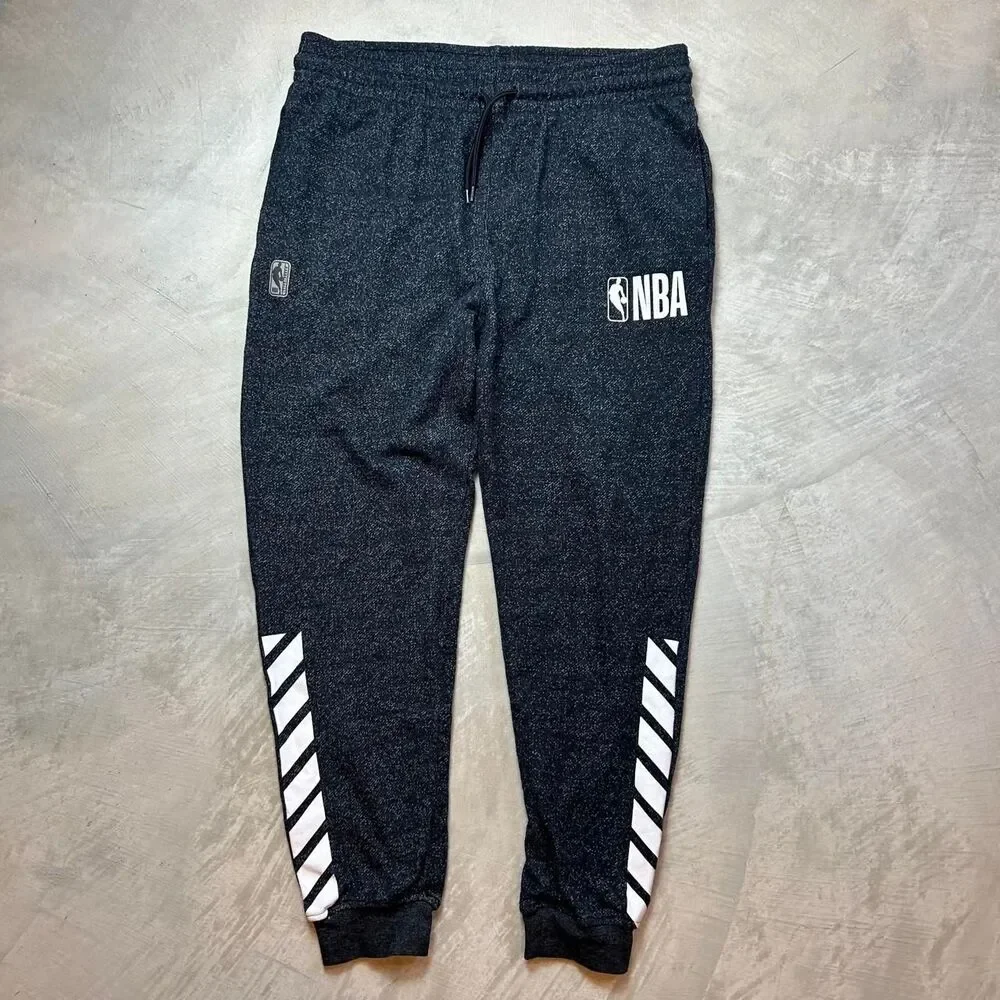 Nba Men's Grey and Black Joggers-tracksuits